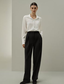 Pantaloni Donna Lana Seta Elegante Elastico 40P