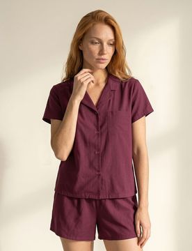 Pigiama due pezzi tinta unita in viscosa - viola acciaio