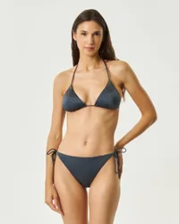 Bikini Annabelle Virgo antracite con top a triangolo con strass e slip con laccetti