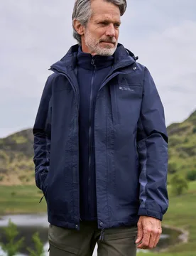 Thunderstorm Mens 3 in 1 Waterproof Jacket - Dark Blue - Dark Blue - Size: M - Mountain Warehouse - FashionsVida