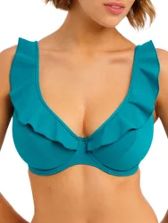 Womens Jewel Cove High Apex Bikini Top - Turquoise Polyamide - Size 36ff