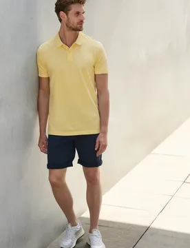 Street One Garment dye Piqué Poloshirt male Gelb - Street One MEN - FashionsVida
