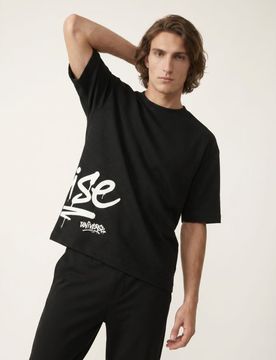 T-shirt in mesh a maniche corte vestibilità comfort fit - nero