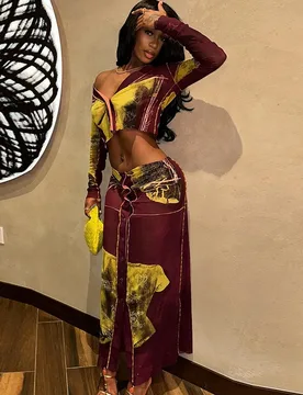 Burgundy Prom Dress 2 Pcs Shirt+Midi Skirt Sexy Short Jacket Full Sleeves Party Evening Gown Casual Formal Guest Birthday Robe - Aliexpress - FashionsVida