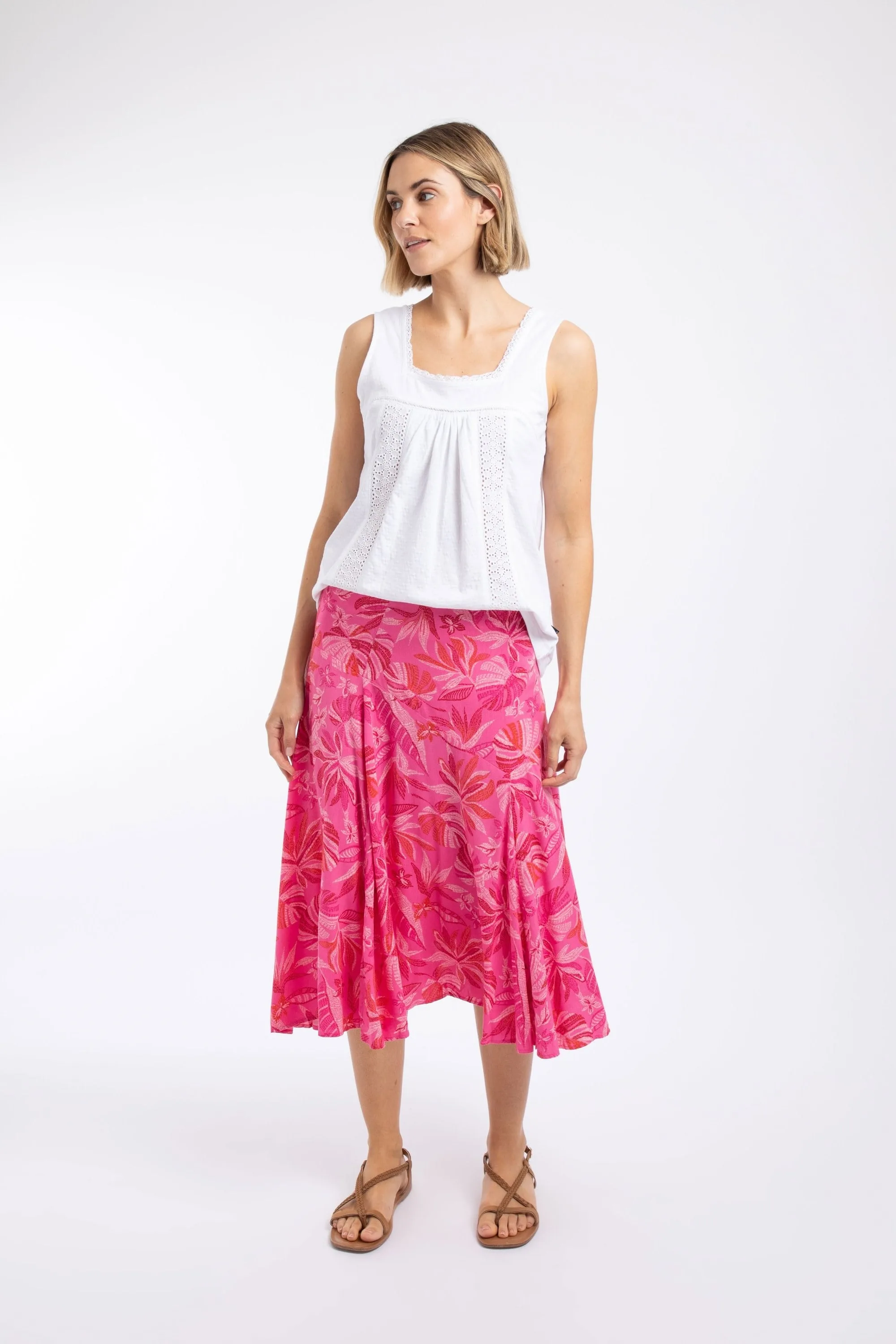 Cresento Womens Printed Asymmetric Slit Skirt - - Size: 14 - Weird Fish - FashionsVida