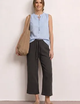 Wide Leg Hose aus Musselin im Loose Fit female Braun - Street One - FashionsVida