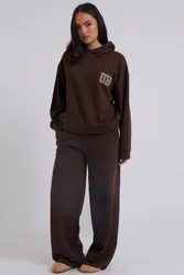 Womens Ub Wide Leg Jogger - Brown - Size 14 Uk
