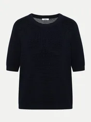 Strukturierter Kurzarm-Pullover Schwarz XL