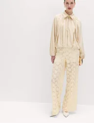 Lace Wide Leg Trousers Ivory female