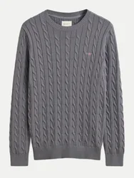 Gant Pullover mit Zopfmuster Grau M