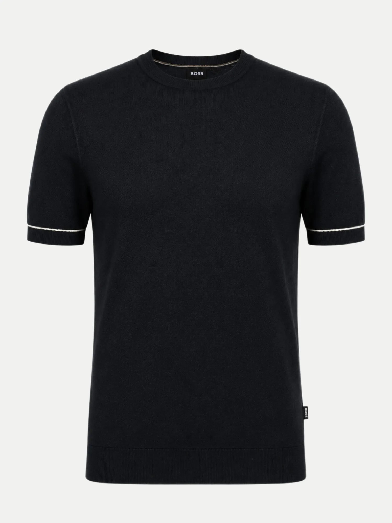 Black Kurzarm- Pullover Gestreift Schwarz L - BOSS - FashionsVida