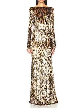 Velvet Leopard Prom Dress Elegant Full Sleeves Sheath Long Party Gown Casual Hot Girl Formal Wedding Guest Birthday Robe - Aliexpress - FashionsVida