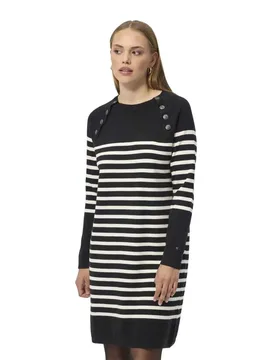 Dune Long Sleeve Dress Black Stripe XL Women - Redgreen - FashionsVida