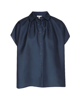 Blusa de seda azul oscuro 42