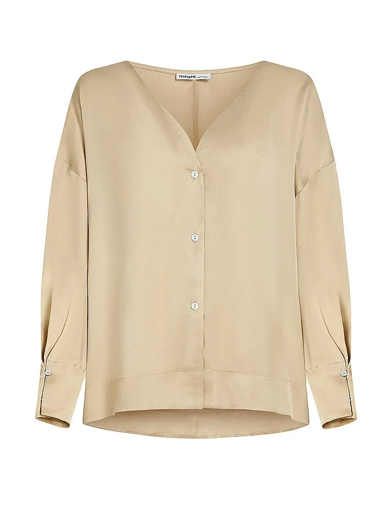 INK Blusenshirt hellbraun S damen - Penn - FashionsVida