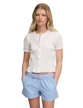 T-shirt à Manches Courtes Smocked Optic 2XS