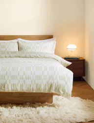 Pure Cotton Geometric Bedding Set Green