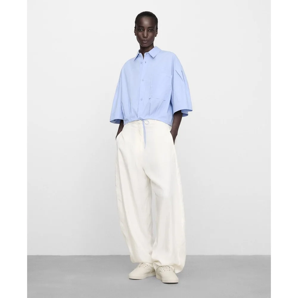 Camisa de mujer corte boxy con bajo ajustable en algodón - Adolfo Dominguez - FashionsVida