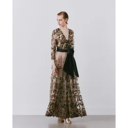 Vestido largo de manga larga de mujer