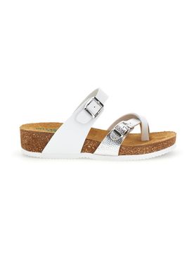 Ciabatte bianco argento sottopiede in vera pelle 293A312SR 41