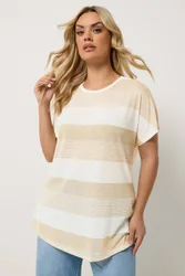 Women's Shimmer Stripe Top in Natural Size: 22-24 - Natural - Size: 22-24
