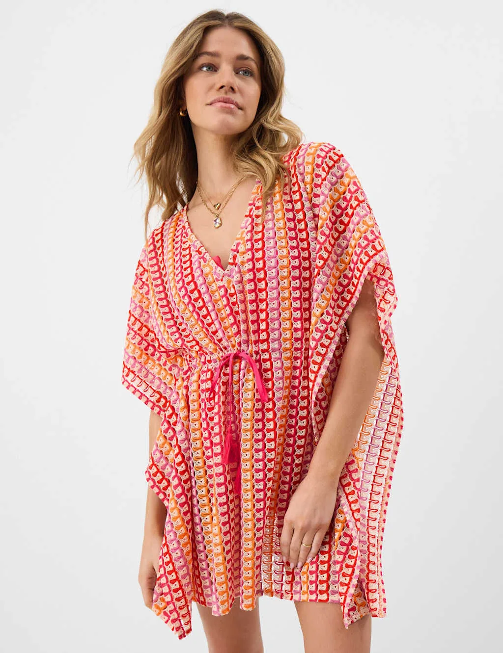 Geometric Striped V-Neck Mini Relaxed Kaftan Multi female - Accessorize - FashionsVida
