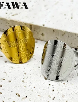 Saint Michael Protect Us Rings for Women Men Stainless Steel Gold Silver Color Protection Amulet Ring Jewelry anillos grandes - Aliexpress - FashionsVida