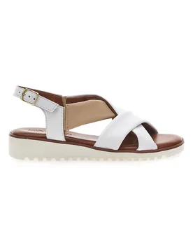 Sandali Bianchi e Beige con Tomaia a Fascia In Vera Pelle 24A030 37 - MIO TEMPO - FashionsVida