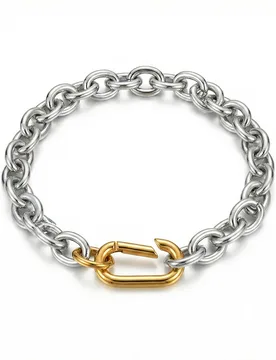 Light Luxury Two-Tone Silver Gold Chunky Stainless Steel Bracelet Cool Trendy Women Stackable Party Jewelry Gift - Aliexpress - FashionsVida