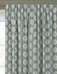 Sessile Leaf Pencil Pleat Curtains Blue Mix