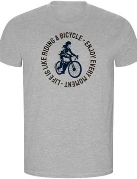 Maglietta A Maniche Corte Life Is Like Riding Eco Heather Grey - Kruskis - FashionsVida