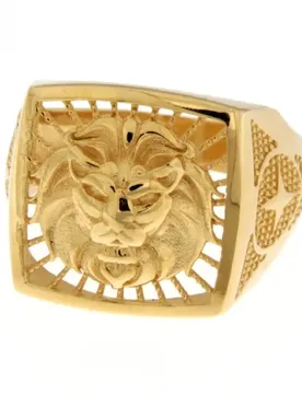 Anello Uomo Oro Giallo Testa di Leone GL101773