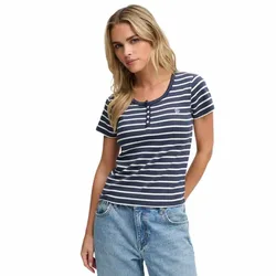 Maglietta A Maniche Corte Athletic Essential Button Down Standard Navy Stripe M