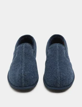 Fleece Lined Lounge Slippers Navy male - M&S - FashionsVida