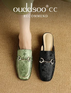 Ods Women's genuine leather round toe slip-on flats summer mules chain decoration casual female high quality daily sandals shoe - Aliexpress - FashionsVida