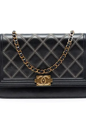 Quilted Lambskin Double Stitch Boy Wallet On Chain - Chanel - FashionsVida