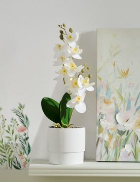 Orchidea decorativa artificiale in vaso - bianco
