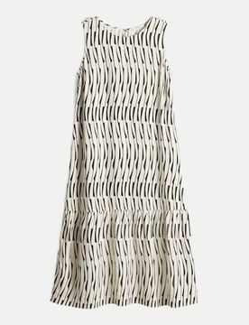 Midikleid Wicy bamboo mit Volant Weiß 44