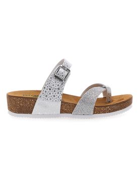 Ciabatte Infradito Bianche e Argento con Sottopiede in Pelle 293A311SR 39