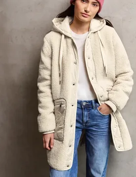 Street One Teddy-Mantel mit Kapuze female Beige - Street One Studio - FashionsVida