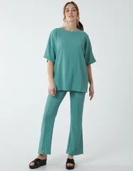 Waffle Trouser And T-Shirt (Set) - M / Bottle Green - female