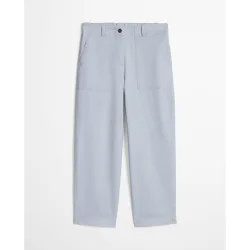 Pantalones rectos de mujer de cañón de sarga de algodón cepillado