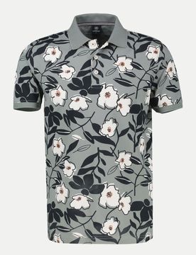 Poloshirt mit floralem Print Grau L