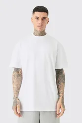 Herren Tall Oversized T-Shirt mit verlängertem Ausschnitt White Größe Medium