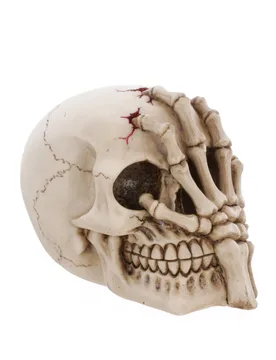 Halloween Totenkopf Dekoration mit Hand 16cm Harz - CHAKS - FashionsVida