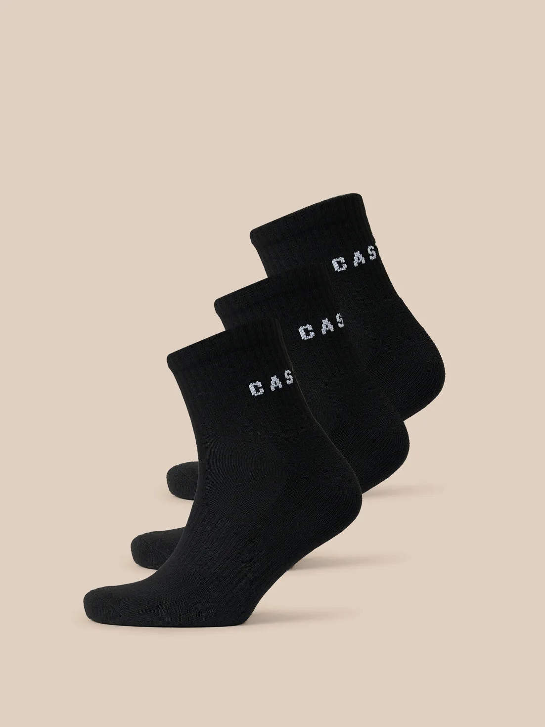 Unisex 3 Pack Quarter Socks - Black 7-8.5 unisex - Castore - FashionsVida