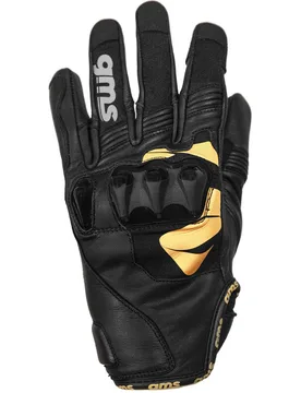 Guanti Moto in Pelle CURVE Nero Giallo taglia 3XL - gms - FashionsVida