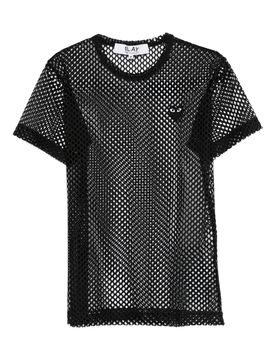 Comme Des Garçons Play Classic Mesh T-Shirt with Emblem