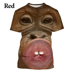 Fashionable casual gorilla monkey T-shirt 3D printed fun hip-hop T-shirt animal personality ugly imitation T-shirt plus size 6XL
