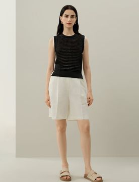 Donna Top Traspirante Seta-Cotone Ricamato S